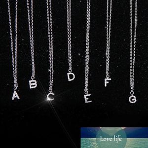 925 Sterling Silver Tiny A-Z 26 Alphabet Initial Letters Name Pendant Necklace With Full Shiny Zircon For Girls Best Gift S-N364