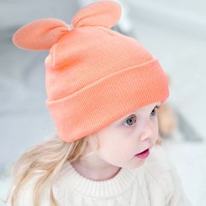 Yeni Sonbahar Kış Bebek Çocuk Örme Sevimli Bunny Kulakları Kap Kız Sıcak Beanie Çocuk Şapkalar