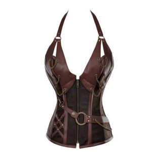 Yetişkin Ortaçağ Viking Korsan Kostüm Kadınlar Gotik Knight Korse Cadılar Bayramı Cosplay Steampunk Leather Halter Yelek Metal Cuirass Y0827