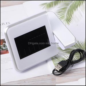 Diğer Saatler Aksesuarlar Ev Dekoru Bahçesi Akıllı Dijital Projeksiyon Saati Zaman Alarmı Hava İstasyonu Projektör Beyaz USB DROW