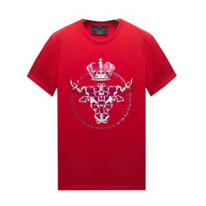 Camisetas vintage com decote redondo e strass para homens e mulheres com desenhos - vermelho mangas curtas blusas casuais algodão mercerizado