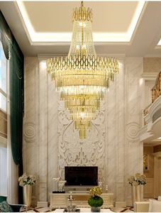 New Luxury crystal light chandelier for staircase modern loft chain lighting fixtures home decoration gold led cristal lamps