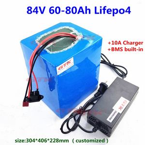 Customized LiFePO4 84V 60ah 70ah 80ah lithium battery pack with BMS for ev car electric car golf car+ 10A Charger
