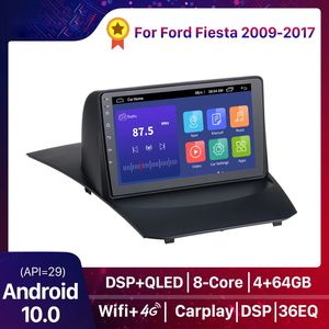 Car dvd Radio Player for Ford Fiesta 2009-2017 Android 10.0 2 Din 9 Inch Multimedia Stereo Carplay Navigation GPS 4G WIFI
