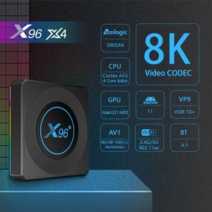 X96 X4 Amlogic S905x4 Android 11.0 TV Kutusu 4GB+32/64GB WiFi Akıllı RGB LIGHT 8K Medya Oyuncusu