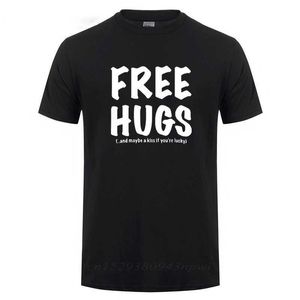 Ücretsiz Hugs Baskı T Gömlek Erkekler Için Erkek Yaz Tops Tee O Boyun Kısa Kollu Moda Pamuk T-shirt Tişört Adam Marka Giyim 210629