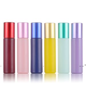 neuDiffusor für ätherische Öle 10 ml Glasparfümflasche Roll-on-Flasche mit Kristall-/Edelstahl-Rollerball-Macaron-Farbdruck EWB5790