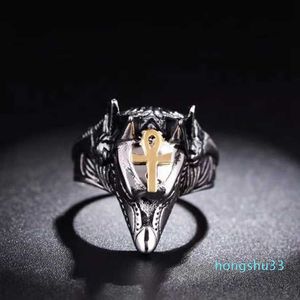 Тайский серебряный анубис самообороны разбитые окна титановый сталь древнеегипетское бог смерти шакал головы кольца