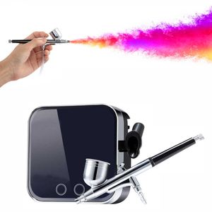 0.m Kit de Airbrush de 7cc único compressor portátil máquina de toque portátil usar uso de escova de ar para tatuagem ferramenta de pintura de corpo acrílico Nail Art 210719