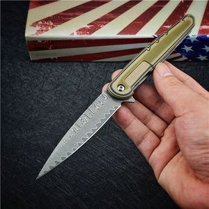 Быстрая доставка Damascus шарикоподшипник Flipper складной нож VG10 Damascus стальной лезвие двухцветный G10 + сталь листа ручка с карманным клипсом