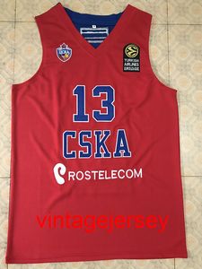 #13 SERGIO RODRIGUEZ CSKA MOSCOW red basketball jersey Embroidery Stitched Custom any Number and name XS-5XL 6XL
