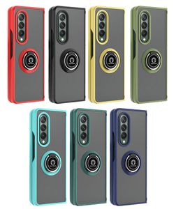 Capa de telefone com suporte magnético para anel de dedo para Samsung Galaxy Z Fold 3 Fold 4 Fold 5 5G fosco capa de proteção à prova de choque