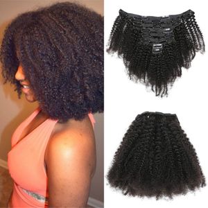Cambodian Human Hair Clip in Extensions 8pcs/set 120G Afro Kinky Curly Clip ins for Black Women
