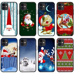 TPU iPhone 14 için Yumuşak Telefon Kılıfları 14 13 12 11 XR XS 7 8 Plus Noel Baba Mutlu Noel Koruyucu Kılıf