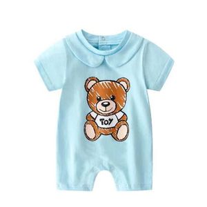 2022 Летний комбинезон для маленьких мальчиков и девочек BB, комбинезон для новорожденных, одежда из 100% хлопка, рождественская одежда с короткими рукавами и мультяшным медвежонком для новорожденных