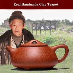 240CC Gerçek El Yapımı Yixing Kil Çaydanlık Çince Su Isıtıcısı Puer Çay Seti Kung Fu Zisha Teaware Ücretsiz 210724