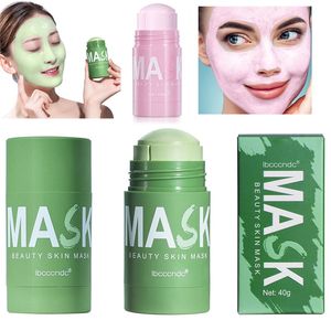 Grüner Tee, Rose, reinigende feste Maske, reinigende Tonstiftmasken, Ölkontrolle, Anti-Akne, Auberginen-Gesichtspflege