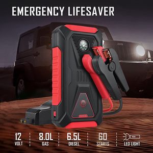 Potente avviatore di emergenza per auto da 23000 mAh con clip intelligenti di sicurezza Martello di emergenza portatile multifunzionale per veicoli Bussola esterna Alimentatore per telefono cellulare