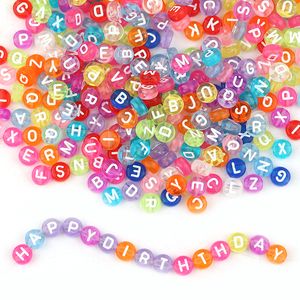 500pc/lot Dia.6.6mm Mixed Letter Acrylic Beads English Alphabet Spacer Charm Bead Fit For Diy Bracelet Necklace Making