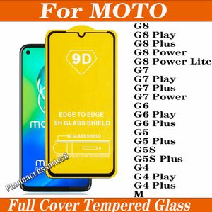 9D Tam Kapak Temperli Cam Telefon Ekran Koruyucu Moto Motorola G8 G7 G6 G5 G5S Oyun Artı Güç M 25PAC Paket Başına Karışık Sipariş Kabul