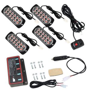 12-24V 12 LED Acil Durum Işıkları Süper Parlak Senkronizasyon Özelliği Tehlike Uyarı Flaşı Işığı Ana Kontrol Kutusu Yüzey Montajı 4 PCS