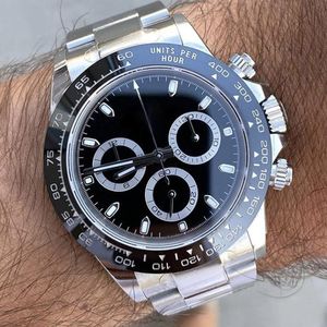 St9 Luxo Mens Relógio Automático Esportes Mecânicos Safira Vidro Cerâmica Bezel Aço Inoxidável Fivela Original Pulseira Black Dial Mens Relógios de Pulso