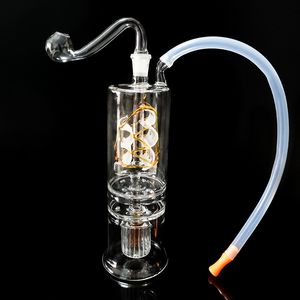 Светодиодный светильник Изменение прозрачного стекла Вода Bubbler Бутылки Курение с 10 мм Масляные чаши Перклана Трубы Трубы табачного Чаша Лодка в форме 19 см Длинный случайный цвет Весь набор