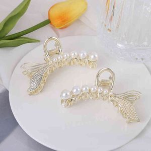 Hair Accessories Jewelry Beauty Fishtail Clip Pearl Back of Head Shark pin Korean Headdress Large 11cm