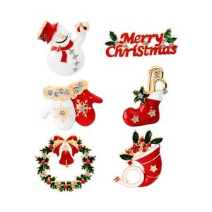 Булавки, броши Рождественский подарок из нержавеющей стали PIN-код милый Santa Hat перчатка Bell Brooch аксессуар творческие носки пончик конфеты эмаль