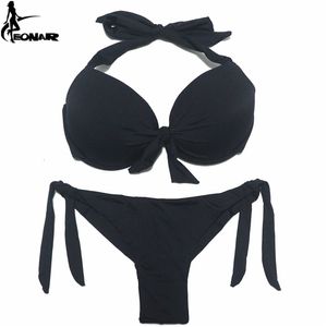 Eonar Bikini Сплошные купальники Женщины Push Up Set Бразильский Вырезанный / Классический нижний Купальники Sexy Plus Размер Купальники 211120