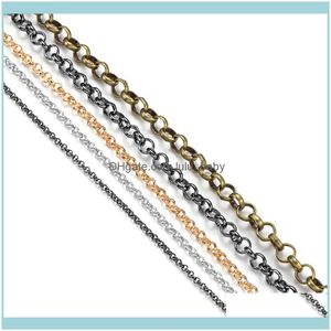 Chains Necklaces & Pendants Jewelrychains 5M Lot 2-5.8Mm Bulk Rolo Chain Long Jewelry Extension Necklace For Diy Handmade Making Findings Ae