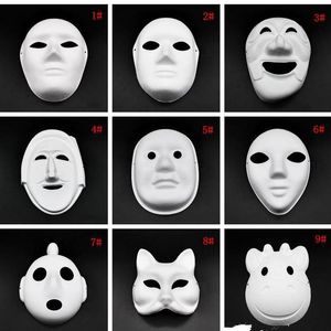 NewHalloween Tam Yüz Maskeleri DIY El-Boyalı Hamuru Sıva Kaplı Kağıt Mache Boş Maske Beyaz Masquerade Maskeleri Düz Parti Maskesi RRD8188