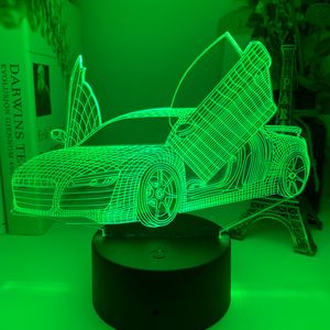 3D Spor Araba Illusion Lamba Çocuk Odası Dekor Için Nightlight Renk Değiştirme Atmosfer USB LED Nightlight Supercar