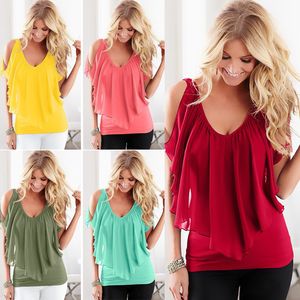 Chiffon Bat Sleeve Splicing T-shirt Top Mulheres OM1001