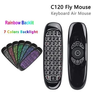 C120 Backlight 2.4G Air Mouse Rechargeable Wireless Remote Control Keyboard for Android TV Box Computer EnglishVersion
