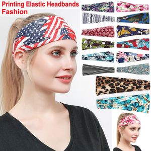 Kadınlar Bantlar Moda Boho Baskı Saç Band Yoga Koşu Kafa Spor Elastik Kafa Wrap Kızlar Hairbands Ter Bandı Türban Kravat Boya Geniş Büküm Karıştırılmış Eşarp