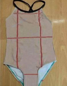 Çocuklar Bebek Kız Tek Parça Yüzme Suit Ekose Baskı Kız Mayo Çizgili Bikini Çocuk Mayo Beachwear Tulum Elbise