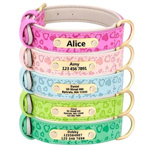 Personalized Dog Collar Custom Padded Leather Dog Collar Pet Name ID Tags Collars For Small Medium Large Dogs Pitbull Bulldog Y200922