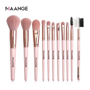 Maange 11pcs / set makeup Щетки про розовые кисти набор порошковых век, смешивание для глаз для глаз для глаз подводка для глазной подводки для глазной подводки для подводки для глаз бровей макияж красоты косметические кисти