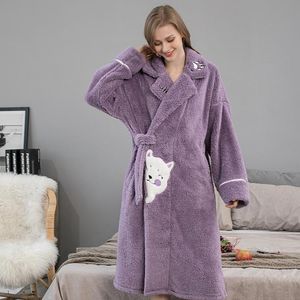 Mulheres Sleepwear Flanela Cute Animal Nightgown Feminino Inverno Inverno Roupão Espessamento Mulher Coral Levo Long Service Service Vestes Presente Da Principal