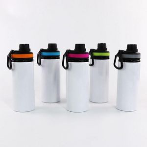 Sublimation Aluminiumrohlinge Wasserflaschen 600 ml hitzebeständiger Wasserkocher Sportbecher Weißer Deckelbecher mit Griff auf dem Seeweg T2I50476