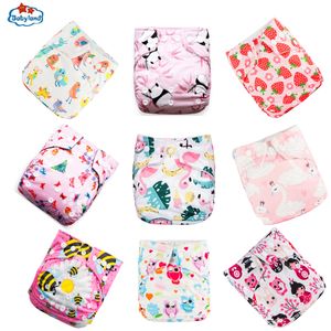 Fralda Ecologica Babyland 9pcs set Washable Eco-Friendly Cloth Diaper Cover Adjustable Nappy Reusable Cloth Diapers Pocket Nappy 210312