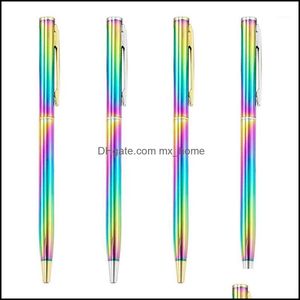 Ballpoint Pens Pense Parts Affice School Business Промышленные 100 шт. / Лот Colorf Gradient Metal Pen Реклама Подарок Коммерческая Black B
