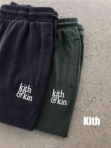 1: 1 Yüksek Kaliteli Çıkarılabilir Cep Pantolon Vintage İpli Pantolon Etiketi Nakış KITH Tulumlar içinde
