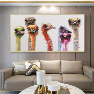 Renkli Kuş Aile Resimleri Hayvan Tuval Boyama Duvar Sanatı Oturma Odası Için Ev Dekorasyon Posterler Ve Çocuk Odası için Baskılar