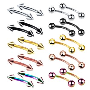16G Stainless Steel Eyebrow Rings Tragus Helix Rook Daith Earring Tongue Lip Studs Barbell Body Piercing Jewelry