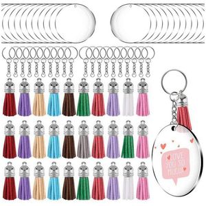 Брелки Акриловые круглые заготовки для ключей Clear Kit 120Pcs For Cricut Vinyl Project, включая заготовки для дисков, кисточки