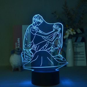 Gece Işıkları Akrilik 3D LED Nightlight Anime Meyve Sepeti Şekil Manga Işık Çocuk Çocuk Doğum Günü Hediyesi Yatak Odası Dekor Başucu Masa Lambası