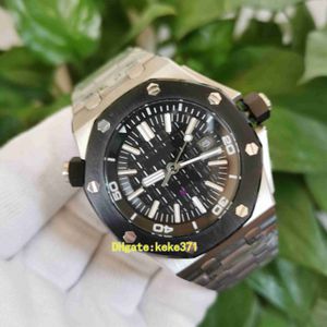 K8 Fabrika Mükemmel Kaliteli Erkekler İzler 42mm 15703 15703ST.O.A002CA.01 Siyah kadran Paslanmaz Çelik 316L Bileklik Mekanik Otomatik Erkekler Erkek Kol saatleri