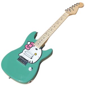 Fabrika Outlet-Üç Renkler 6 Dizeleri Mini Elektro Gitar Kedi Desenli, Maple Fretboard ,, Seyahat / Çocuklar için Uygun
